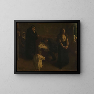 L'enfant stervend - Hans Heyerdahl — ingelijst kunstwerk aan de muur