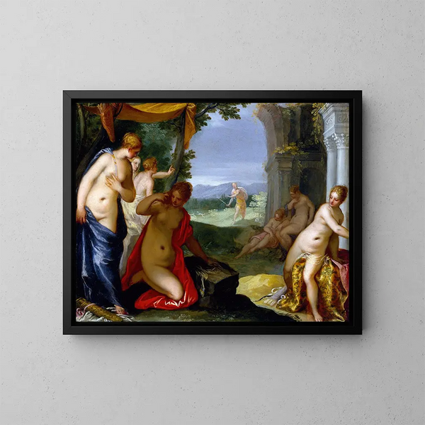 Diane and Actaeon - Hans Rottenhammer — framed artwork on a wall