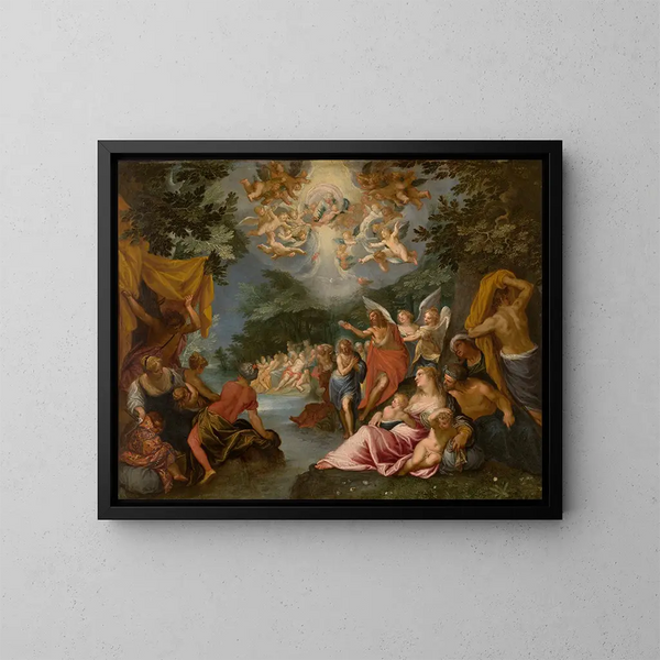 The Baptism of Christ - Hans Rottenhammer — framed artwork on a wall