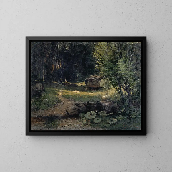 Interior of a Forest - Hans Sandreuter — framed artwork on a wall