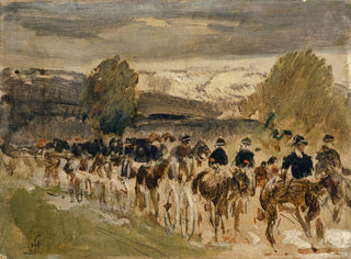 L'Artillerie de Neuchâtel en marche de Thun à Fribourg - Hans Sandreuter — weergave van het kunstwerk
