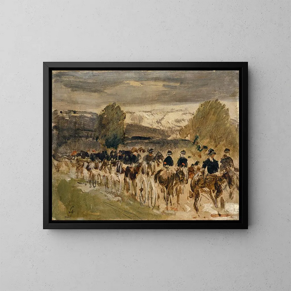 the artillery of Neuchâtel in motion from Thun to Fribourg - Hans Sandreuter — framed artwork on a wall