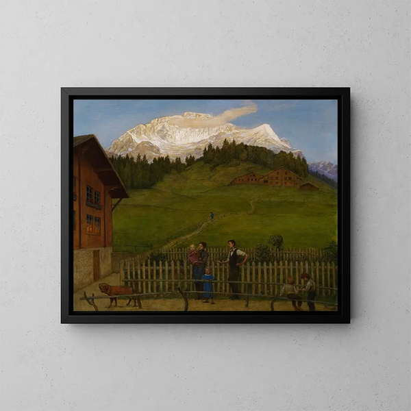 Evening in Switzerland II - Hans Thoma — framed artwork on a wall