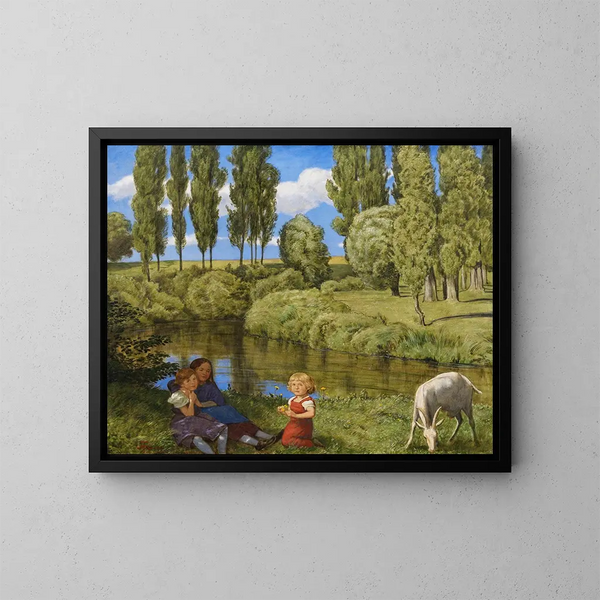 the Quiet Streamside - Hans Thoma — framed artwork on a wall
