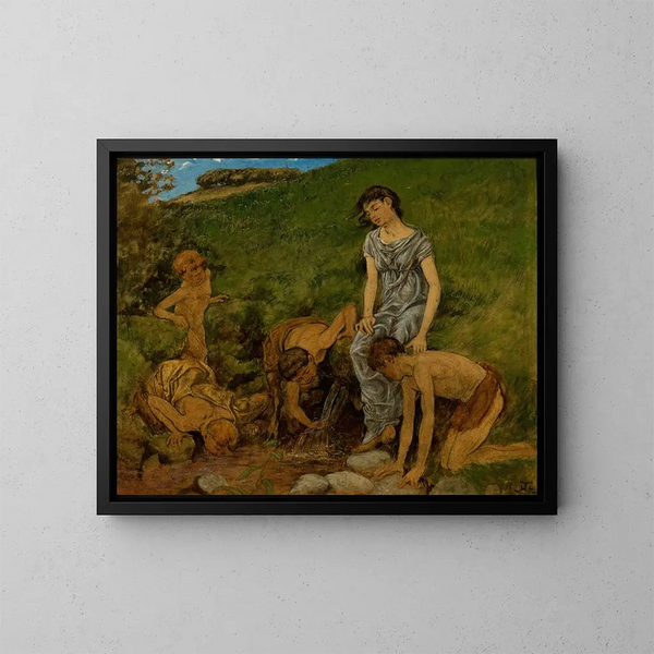 In spring near the spring - Hans Thoma — framed artwork on a wall