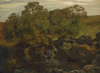 Jonge jongens die baden - Hans Thoma — weergave van het kunstwerk