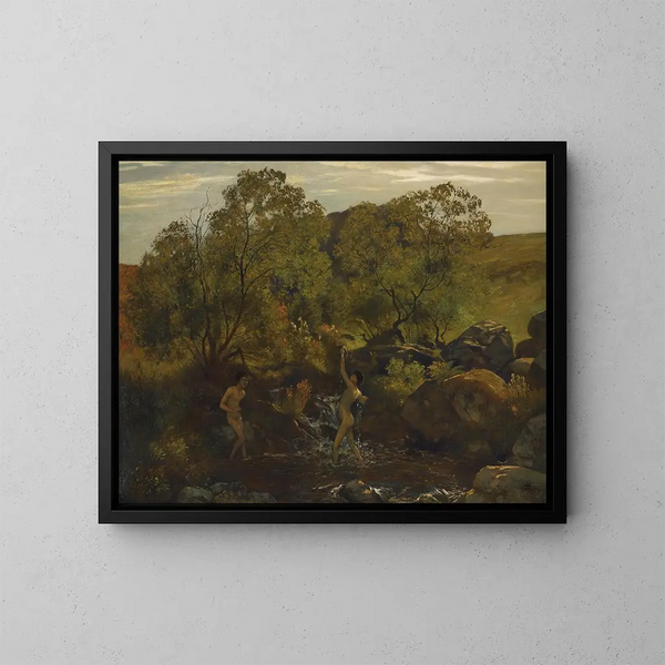 Jonge jongens die baden - Hans Thoma — ingelijst kunstwerk aan de muur