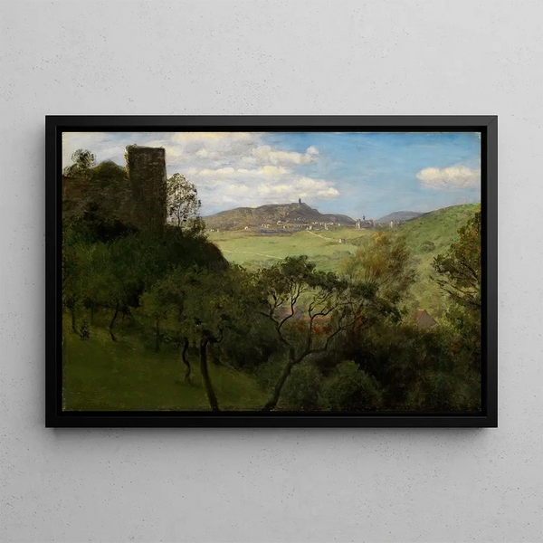 View of Falkenstein in the Taunus - Hans Thoma — framed artwork on a wall