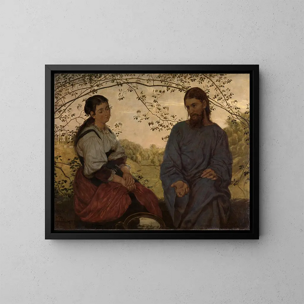 De Christus en de Samaritaanse - Hans Thoma — ingelijst kunstwerk aan de muur