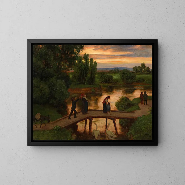 De Brug Zomeravond - Hans Thoma — ingelijst kunstwerk aan de muur