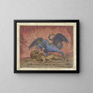 Draak en leeuw - Hans Thoma — ingelijst kunstwerk aan de muur