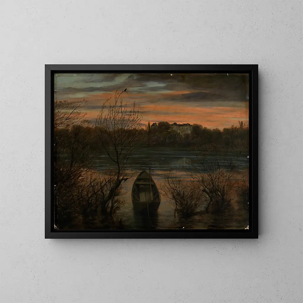Bateau solitaire - Hans Thoma — framed artwork on a wall