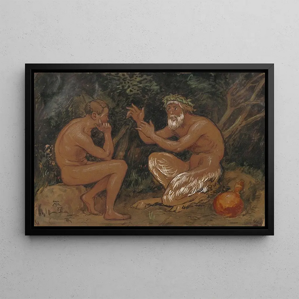 Fauna en jonge man - Hans Thoma — ingelijst kunstwerk aan de muur