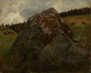 van een stenen blok in een weidevallei - Hans Thoma — weergave van het kunstwerk