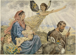 Vlucht naar Egypte - Hans Thoma — weergave van het kunstwerk
