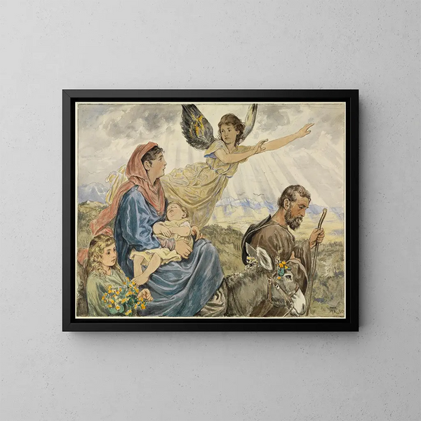 Vlucht naar Egypte - Hans Thoma — ingelijst kunstwerk aan de muur