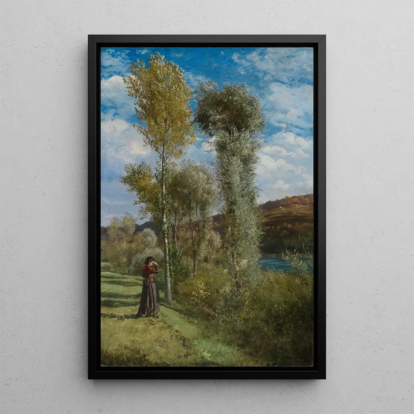 Herfstdag aan de Rijn boven - Hans Thoma — ingelijst kunstwerk aan de muur