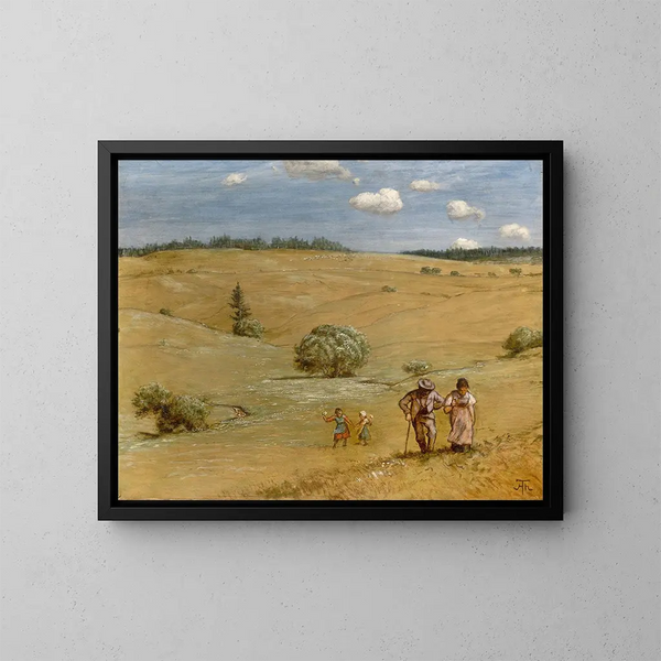 Gebogen landschap - Hans Thoma — ingelijst kunstwerk aan de muur