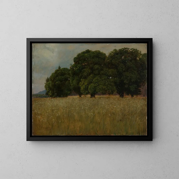 Cornfield with Oak Leaves - Hans Thoma — framed artwork on a wall