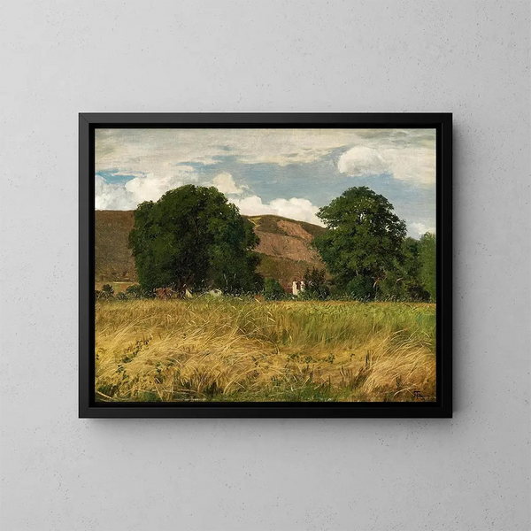 Prairie met twee grote bomen - Hans Thoma — ingelijst kunstwerk aan de muur