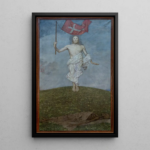 Easter Triptych Painting Resurrection of Christ - Hans Thoma — framed artwork on a wall