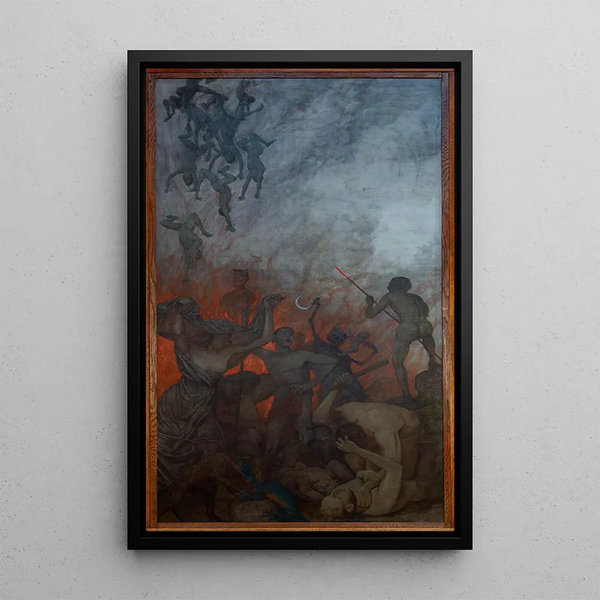 Easter Triptych Painting L'Enfer - Hans Thoma — framed artwork on a wall