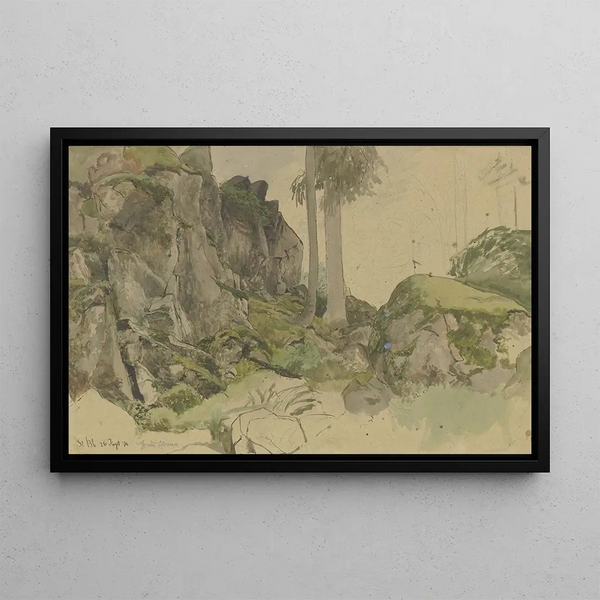 van Rochers près de Saint-Blaise, Forêt-Noire - Hans Thoma — ingelijst kunstwerk aan de muur