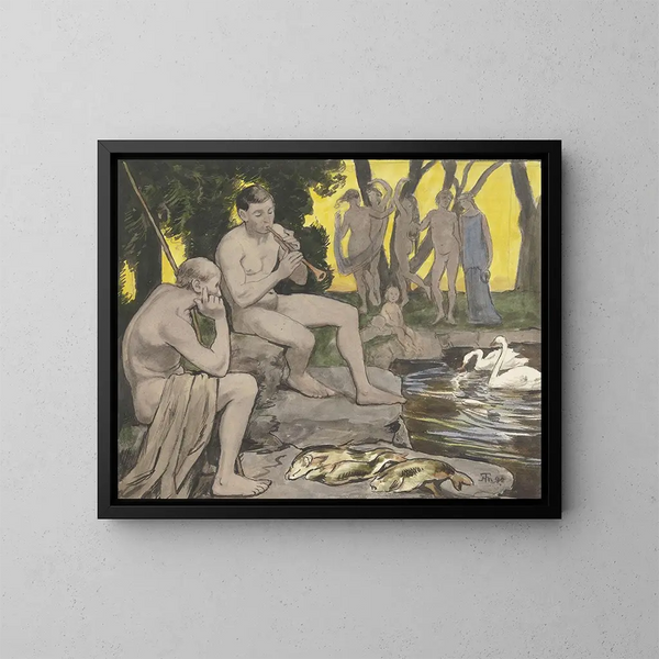 van Het Champs Élysées, Dansende nimfen - Hans Thoma — ingelijst kunstwerk aan de muur