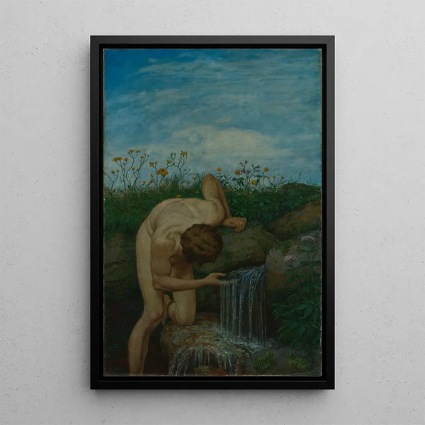 Triptych The Source - Hans Thoma — framed artwork on a wall