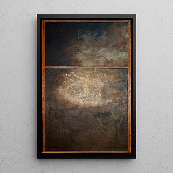 Christmas Triptych Painting Annunciation to the Shepherds - Hans Thoma — framed artwork on a wall