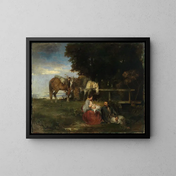 Repos au bord de la forêt - Hans von Marées — framed artwork on a wall