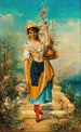 Een mooie bloemenverkoper - Hans Zatzka — weergave van het kunstwerk