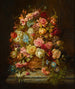 van een stilleven met bloemen in een plantenbak op een vensterbank - Hans Zatzka — weergave van het kunstwerk