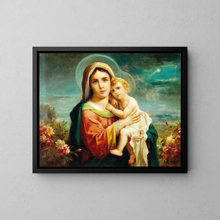 Maagd met Kind en putti - Hans Zatzka — ingelijst kunstwerk aan de muur