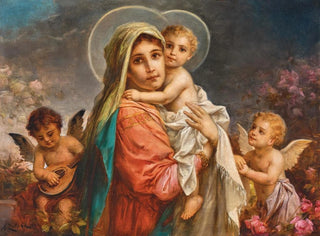 Maagd met Kind en putti - Hans Zatzka — weergave van het kunstwerk