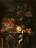 Natuurgetuigenis met fruit en een kom van Chinese porselein met aardbeien - Harmen Loeding — weergave van het kunstwerk