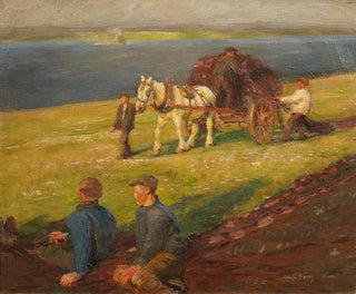Het uitrekken van de netten - Harold Harvey — weergave van het kunstwerk