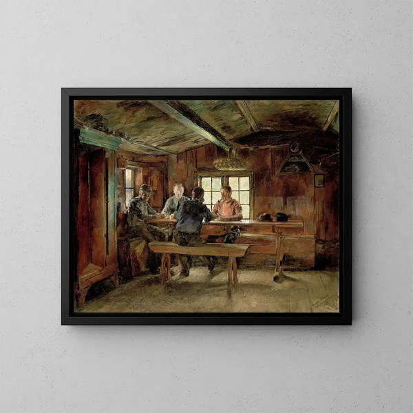 The Card Players - Harriet Backer — framed artwork on a wall