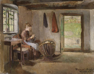 Binnenhuis van een boerderij in Skotta in Brum - Harriet Backer — weergave van het kunstwerk