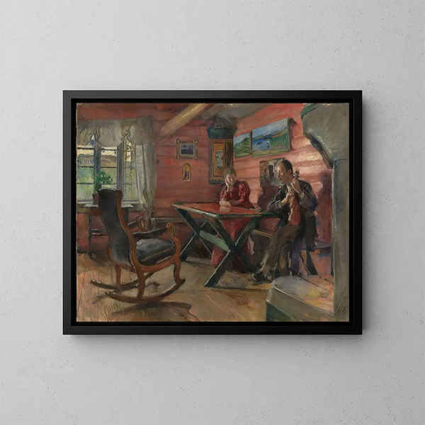 The living room in Kolbotn, at Hulda and Arne Garborg's - Harriet Backer — framed artwork on a wall