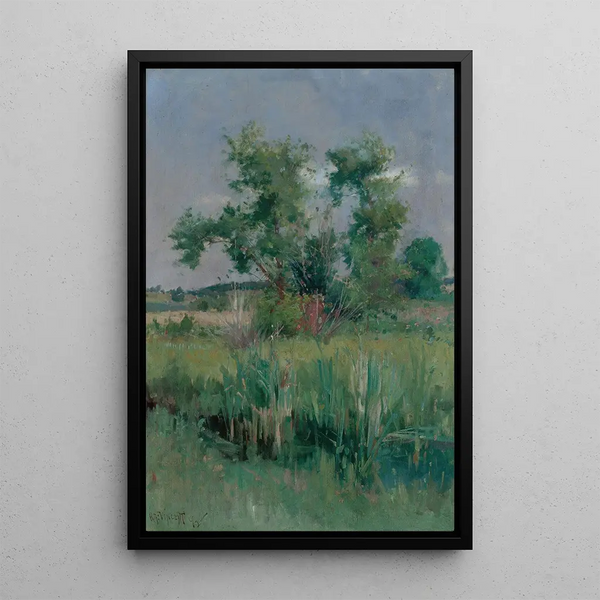 Vue impressionniste van bomen en een beekje - Harry Aiken Vincent — ingelijst kunstwerk aan de muur