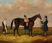 Lord Howth met zijn volbloed Saint Laurent, zijn trainer en zijn jockey Ford - Harry Hall — weergave van het kunstwerk