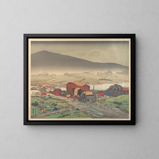 Regen in Yabakei - Hashiguchi Goyō — ingelijst kunstwerk aan de muur