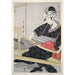 Reproductie van het schilderij Hata-ori - Weeftechniek op een weefgetouw - Kitagawa Utamaro