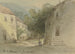 Uitzicht op een dorpsweg - Heinrich Adolf Valentin Hoffmann — weergave van het kunstwerk