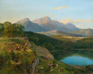 Uitzicht op de Untersberg in het Berchtesgadenland - Heinrich Brandes — weergave van het kunstwerk