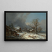 van Rue de Village en Hiver avec Abreuvoir - Heinrich Bürkel — ingelijst kunstwerk aan de muur
