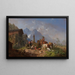 van een bergdorp met fontein, op de achtergrond het Wetterstein-gebergte - Heinrich Bürkel — ingelijst kunstwerk aan de muur