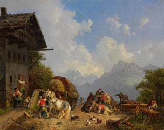 Rixe devant l'auberge - Heinrich Bürkel — weergave van het kunstwerk