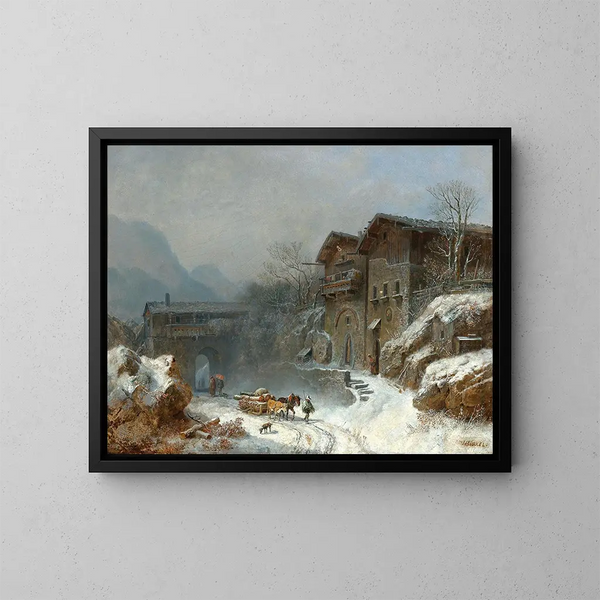 Winter at Rattenberg - Heinrich Bürkel — framed artwork on a wall